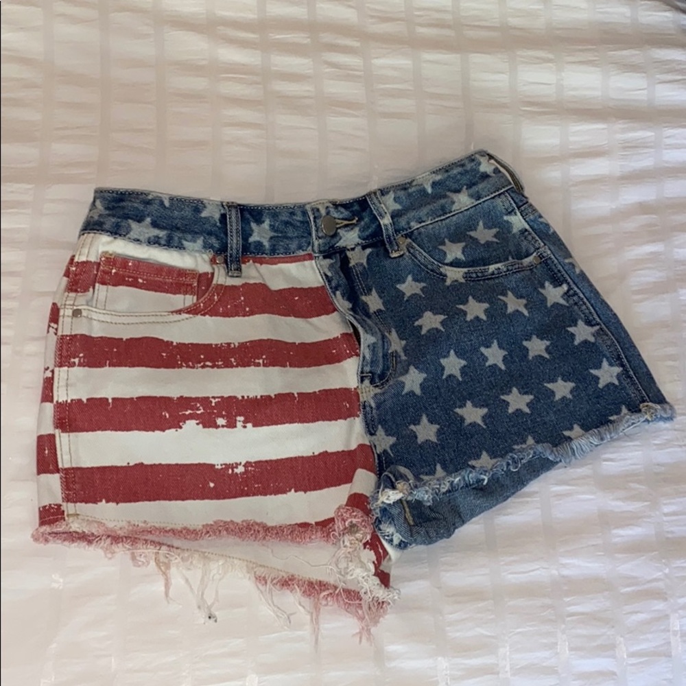Denim American Flag Shorts